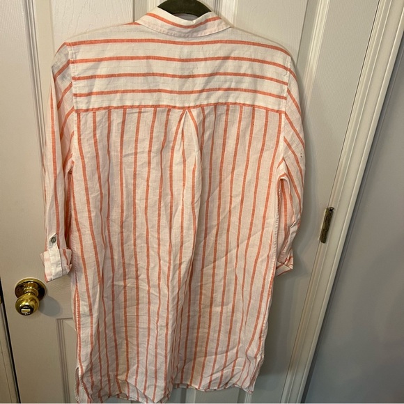 Chico's Orange and White Tunic with Vertical Stripes - Picture 5 of 6